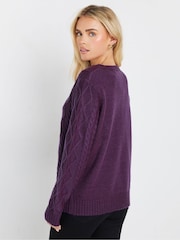 M&Co Purple Petite Diamond Cable Jumper - Image 3 of 5