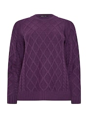 M&Co Purple Petite Diamond Cable Jumper - Image 5 of 5