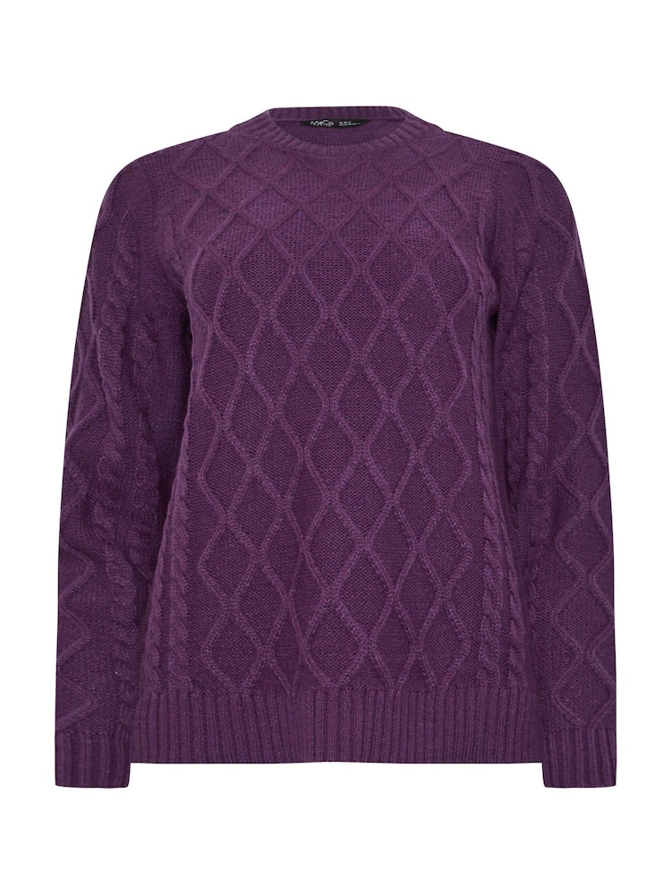 M&Co Purple Petite Diamond Cable Jumper - Image 5 of 5