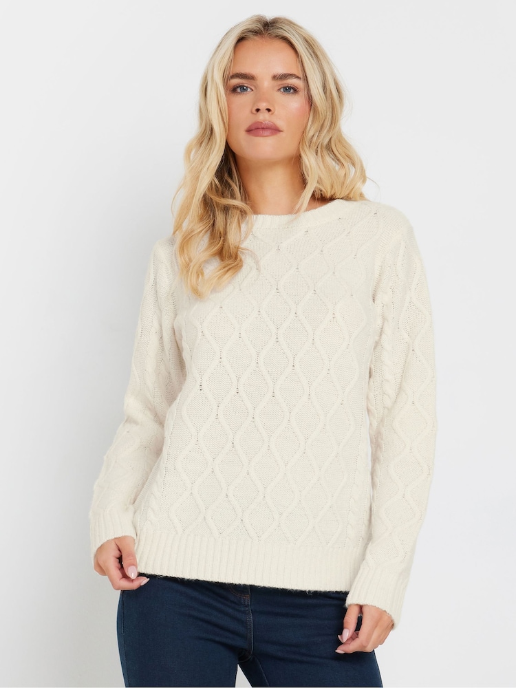 M&Co White Petite Diamond Cable Jumper - Image 1 of 5