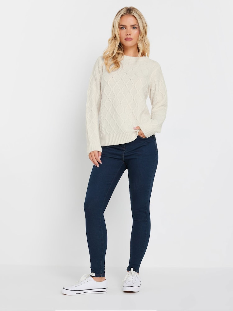 M&Co White Petite Diamond Cable Jumper - Image 2 of 5
