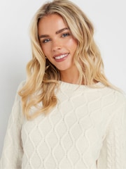 M&Co White Petite Diamond Cable Jumper - Image 4 of 5