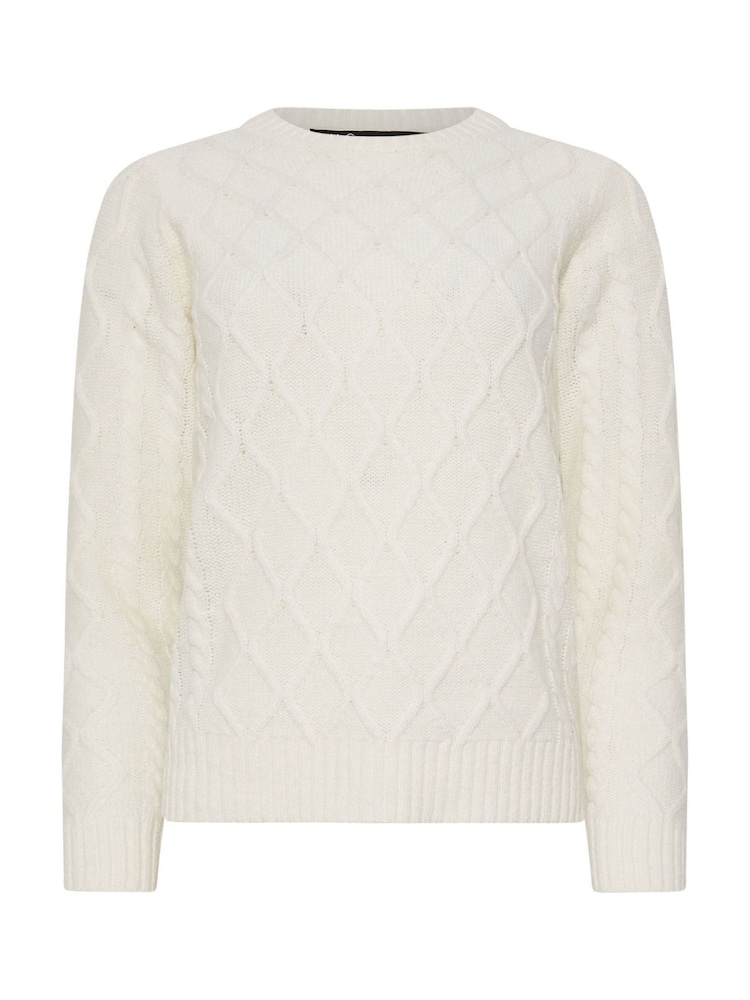 M&Co White Petite Diamond Cable Jumper - Image 5 of 5