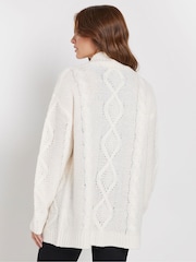 M&Co Cream Longline Cardigan - Image 3 of 5