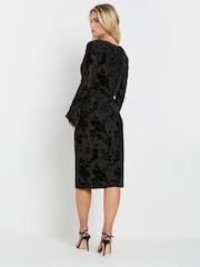 M&Co Black Petite Floral Burn Out Velour Dress - Image 3 of 5