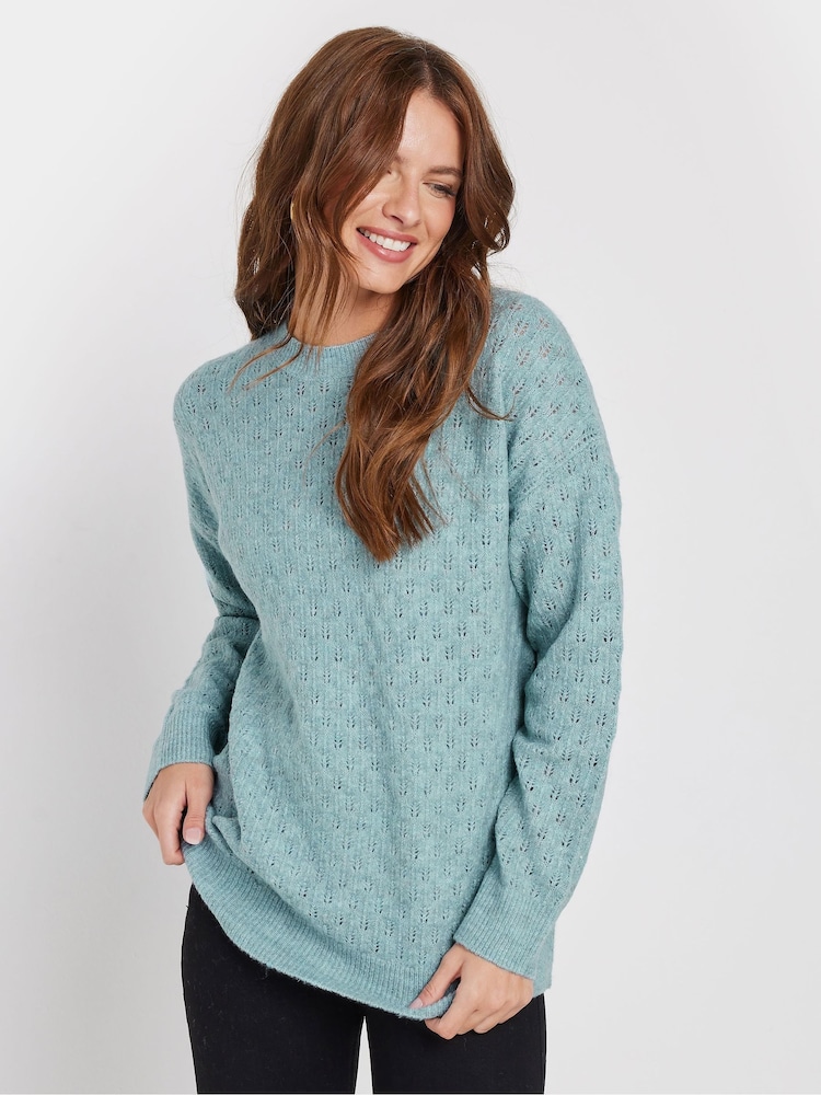 M&Co Green Mid Gauge Pointelle Jumper - Image 1 of 5