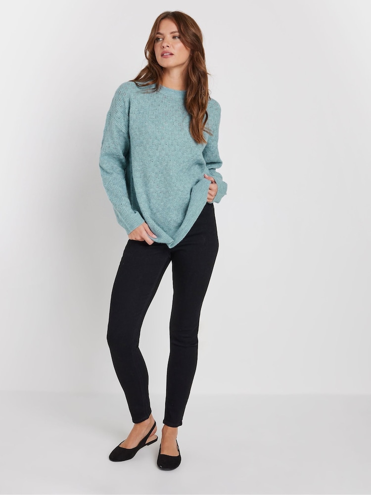 M&Co Green Mid Gauge Pointelle Jumper - Image 2 of 5
