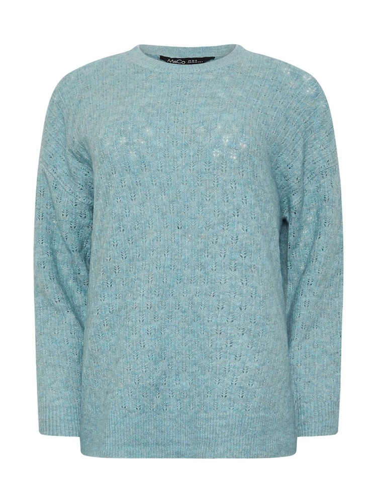 M&Co Green Mid Gauge Pointelle Jumper - Image 5 of 5