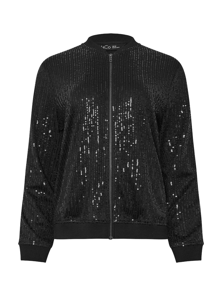 M&Co Black Sequin Bomber Jacket - Image 5 of 5
