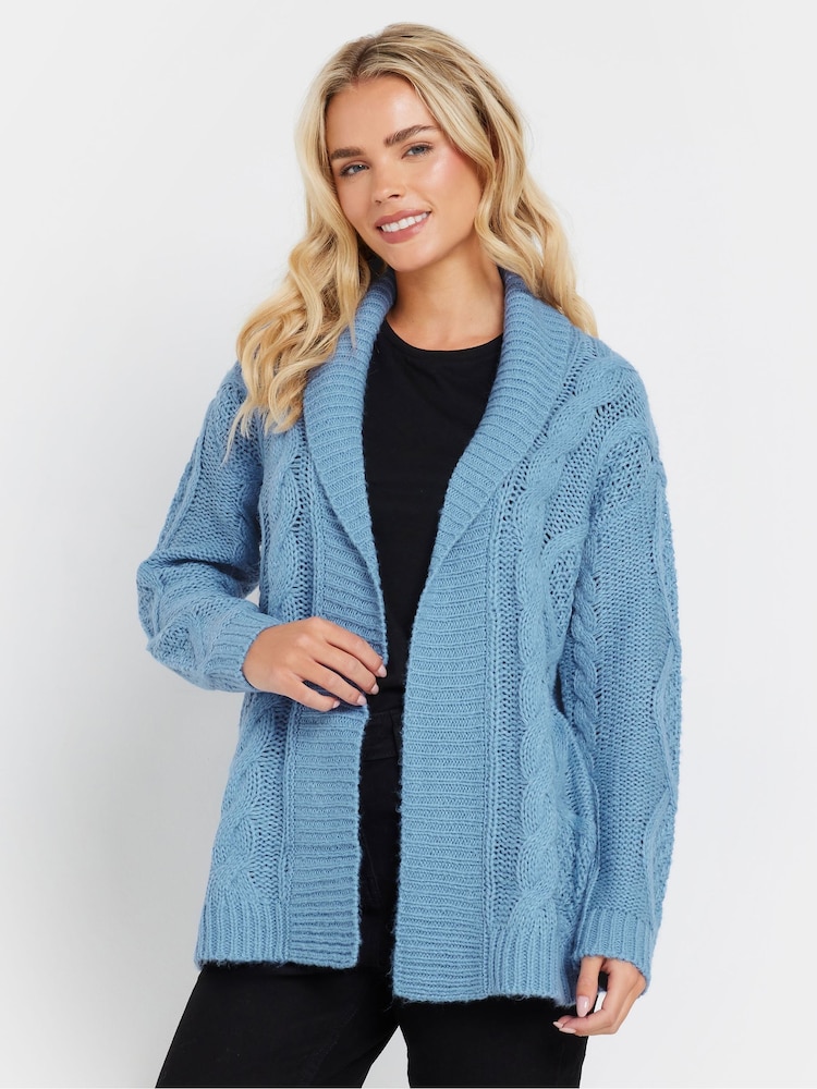 M&Co Blue Petite Longline Cardigan - Image 1 of 5 M&Co Blue Petite Longline Cardigan - Image 1 of 5