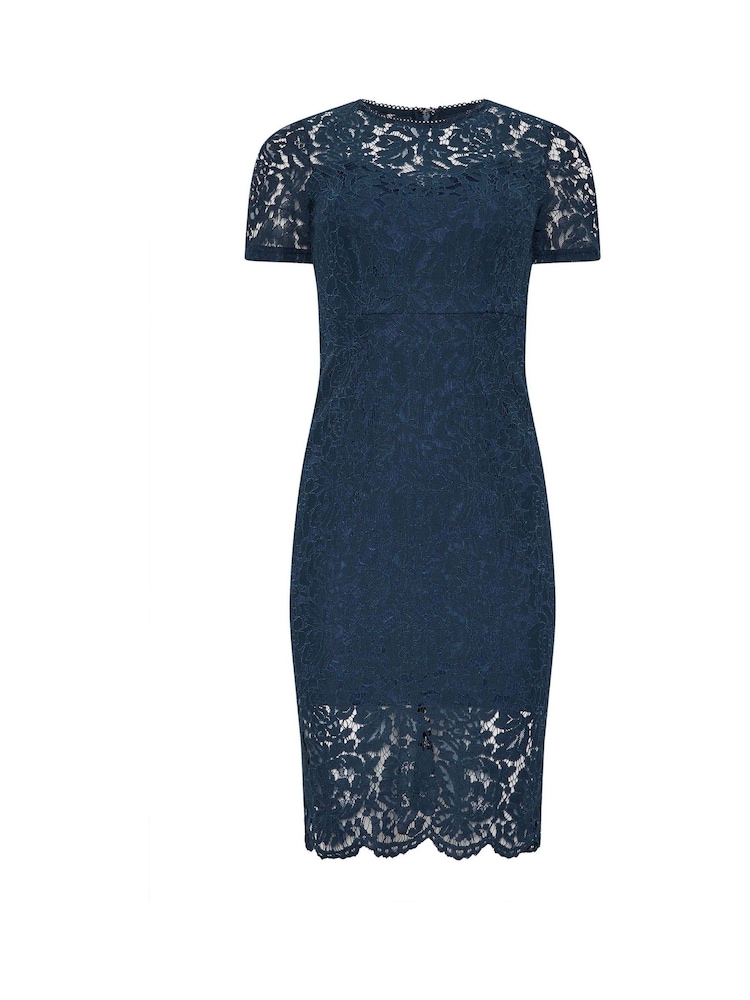 M&Co Blue Petite Lace Sweetheart Dress - Image 5 of 5