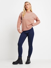 M&Co Pink Petite Placement Fairisle Pattern Jumper - Image 2 of 5
