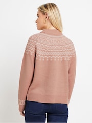 M&Co Pink Petite Placement Fairisle Pattern Jumper - Image 3 of 5