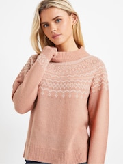M&Co Pink Petite Placement Fairisle Pattern Jumper - Image 4 of 5