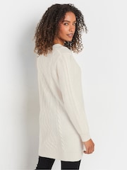 M&Co Ivory White V-Neck Cable Knit Tunic Jumper - Image 2 of 5