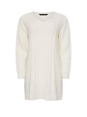 M&Co Ivory White V-Neck Cable Knit Tunic Jumper - Image 5 of 5