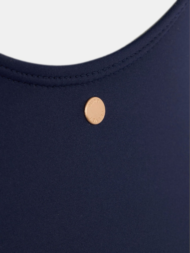 Mint Velvet Navy Blue Colourblock Bandeau Tummy Control Swimsuit - Image 9 of 9