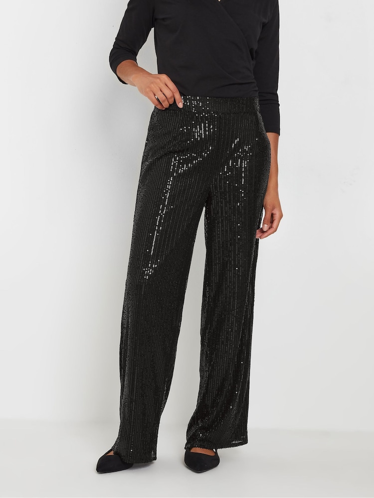 M&Co Black Sequin Trousers - Image 1 of 5