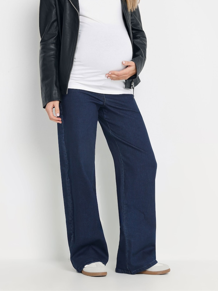 Long Tall Sally Blue Maternity Wide Leg Jeans - Image 1 of 5