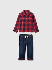 Gap Blue Flannel Shirt & Trousers Outfit Set (6mths-5yrs) - Image 1 of 3