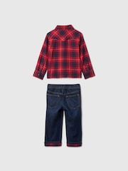 Gap Blue Flannel Shirt & Trousers Outfit Set (6mths-5yrs) - Image 2 of 3