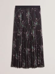 Ted Baker Black Tavora Pleated Printed Elasticated Waist Midi Skirt - Image 4 of 5