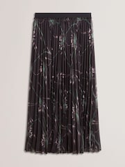 Ted Baker Black Tavora Pleated Printed Elasticated Waist Midi Skirt - Image 5 of 5