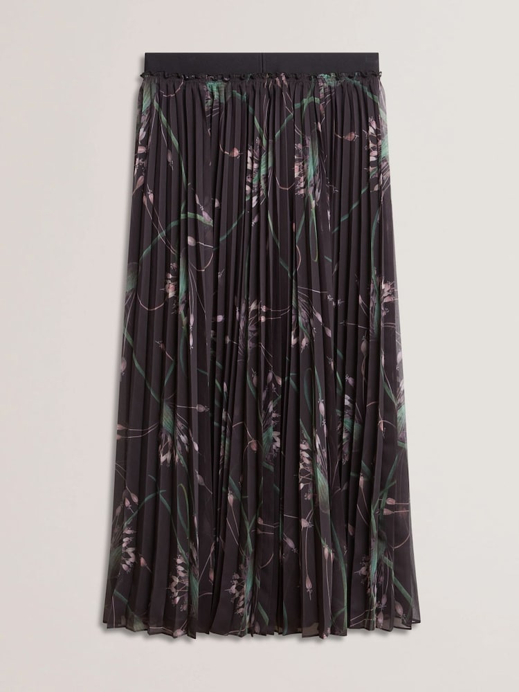 Ted Baker Black Tavora Pleated Printed Elasticated Waist Midi Skirt - Image 5 of 5 Ted Baker Black Tavora Pleated Printed Elasticated Waist Midi Skirt - Image 5 of 5