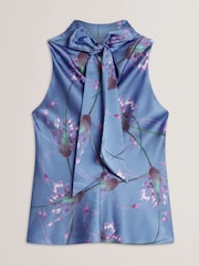 Ted Baker Blue Varosa Printed Sleeveless Cowl Neck Top - Image 6 of 6