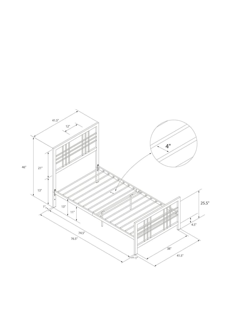 Dorel Home Black Burbank Metal Bed - Image 8 of 8