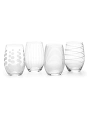 Mikasa Set of 4 Clear Etched Silver Crystal Stemless Wine Glass - Image 3 of 4
