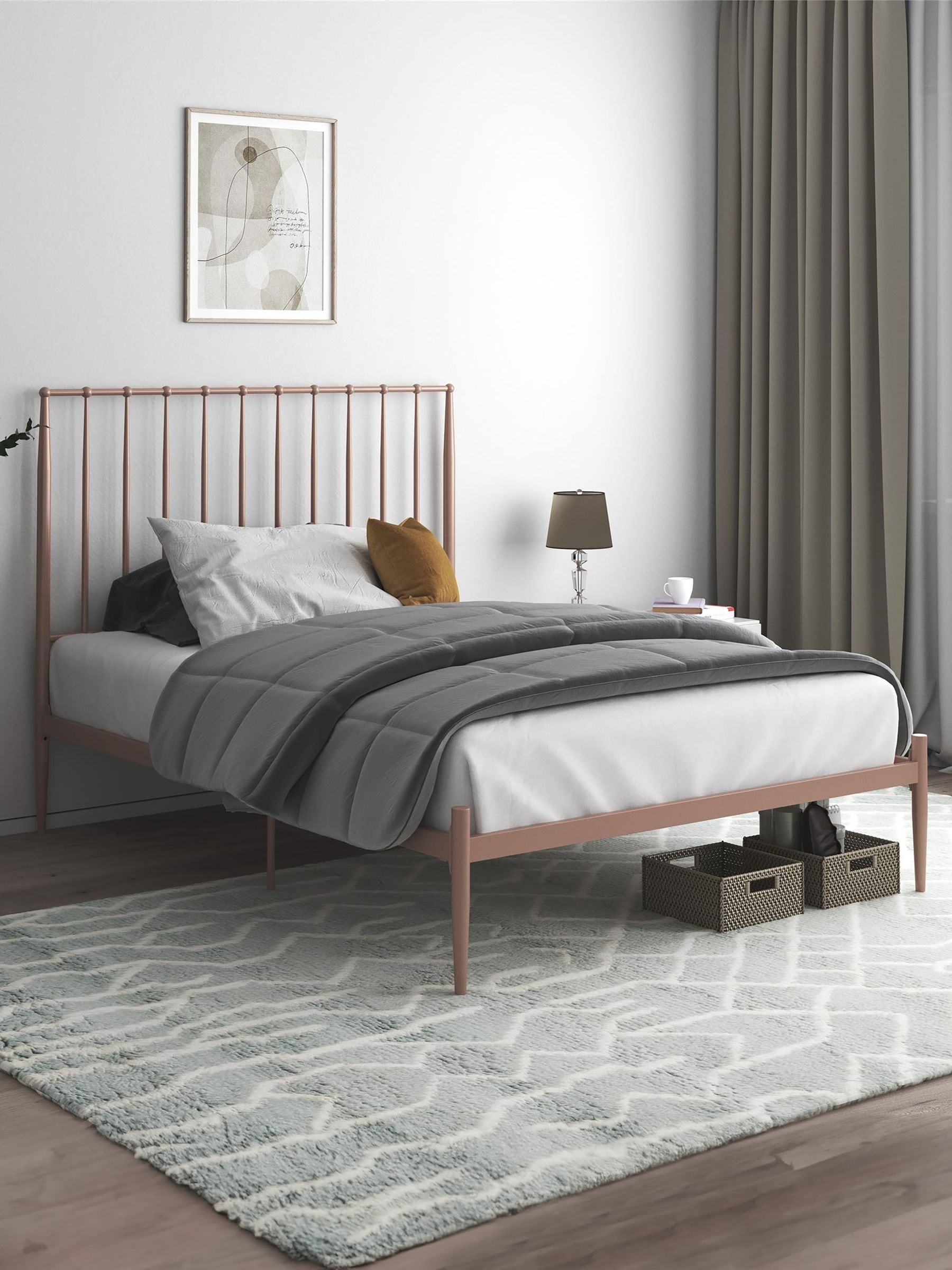 Dorel Home Unisex Millennial Pink Giulia Modern Metal Bed - Image 4