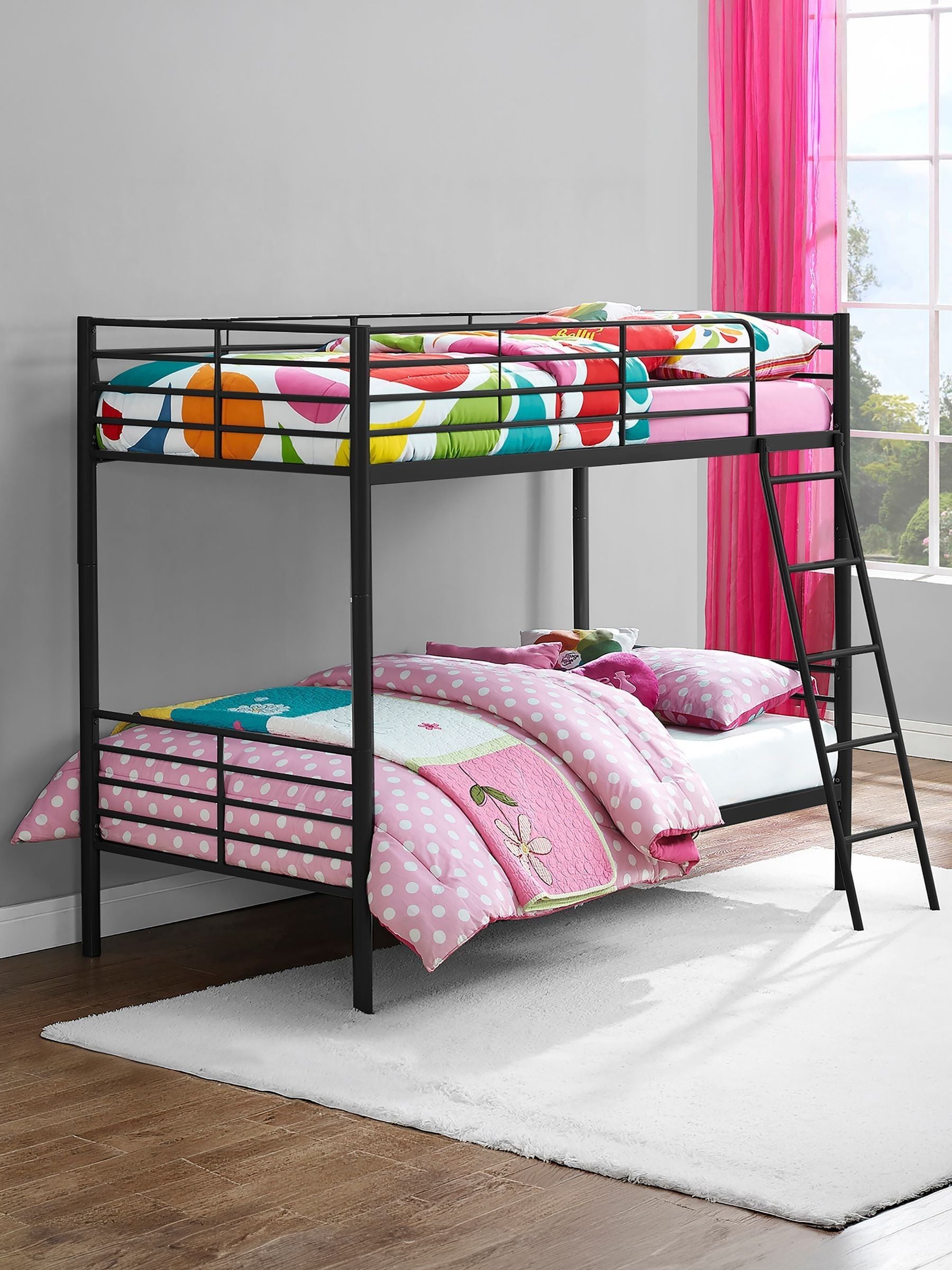 Dorel Bunk Bed Convertible - Single Over Single - Black Metal Frame - Kids Bedroom Furniture - Image 5