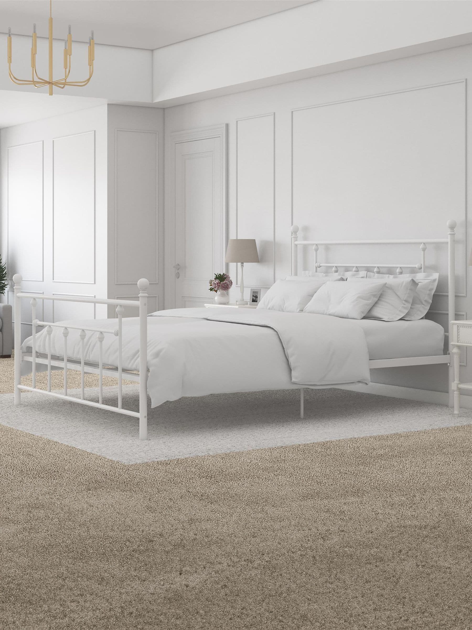Dorel Manila Metal Bed Frame - White - Double - Sturdy Metal Frame - Victorian Detailing - Image 5