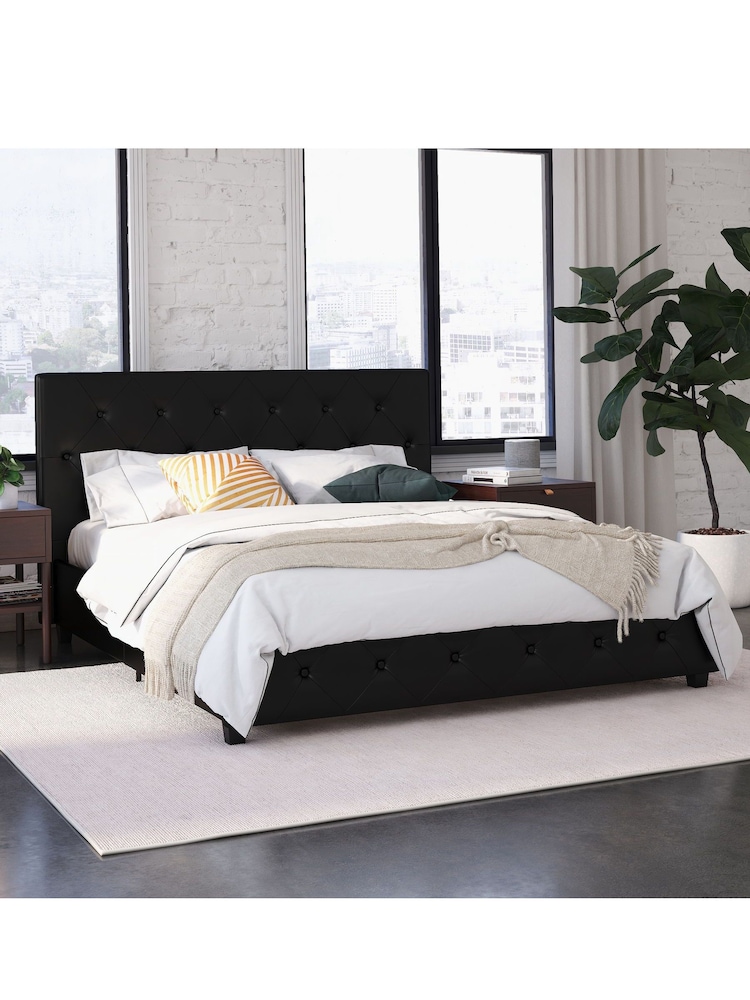 Dorel Home Black Dakota Upholstered Bed - Image 1 of 6