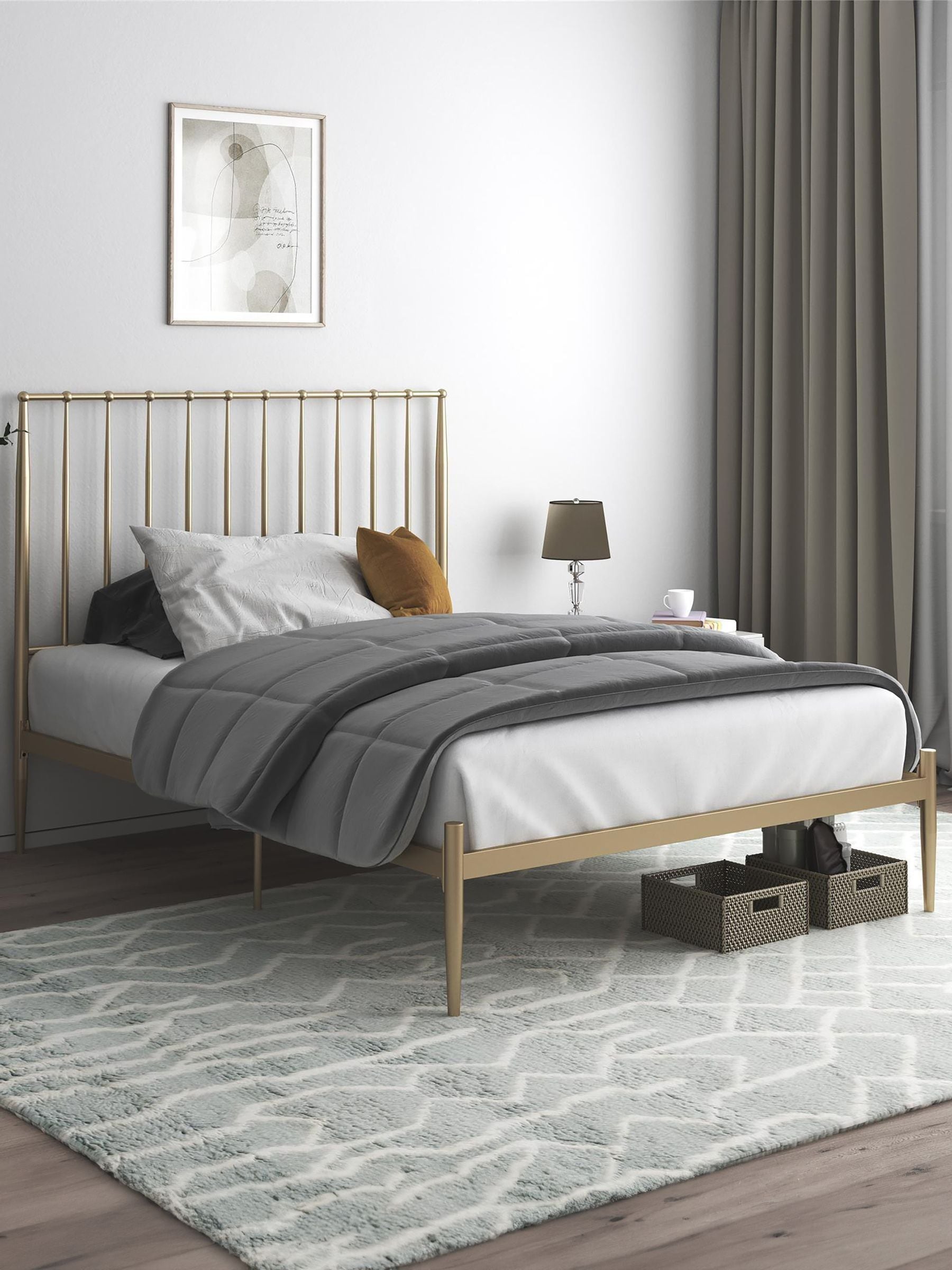 Dorel King Size Metal Bed Frame - Gold - Image 5