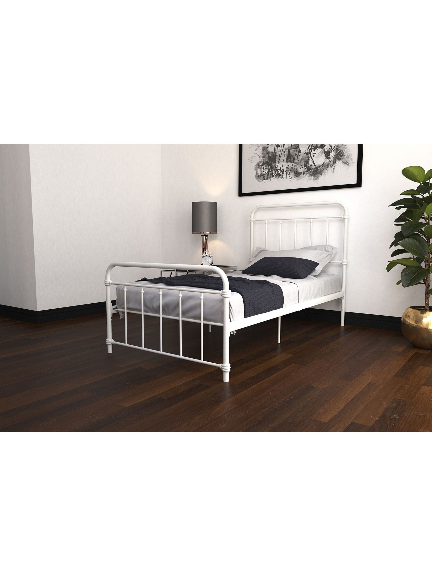 Dorel Wallace King Size White Metal Bed Frame - Image 4