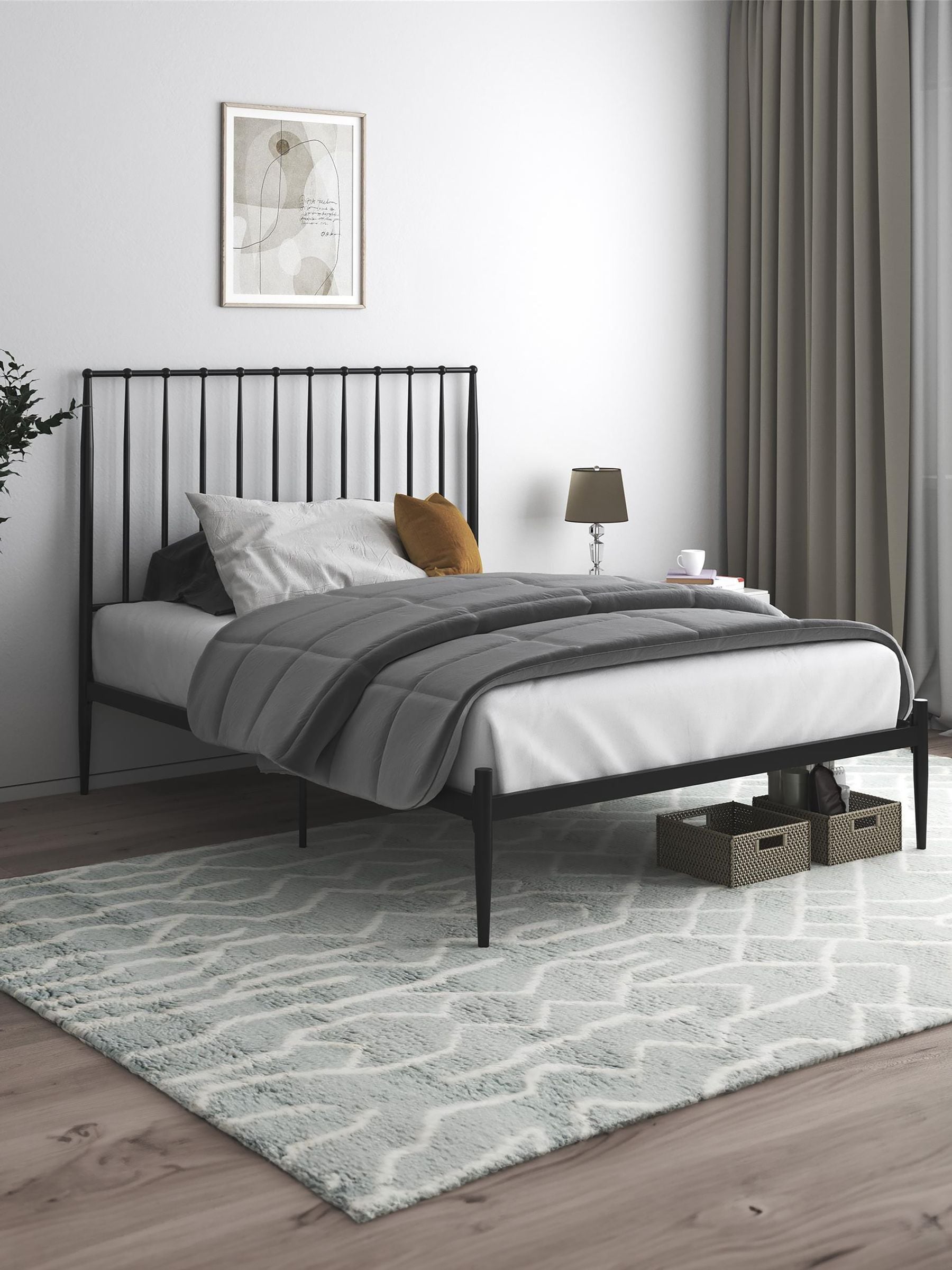 Dorel Giulia Modern Metal Bed Frame - Black - King Size - Image 5