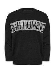 PixieGirl Petite Black Bah Humbug Christmas Jumper - Image 5 of 5