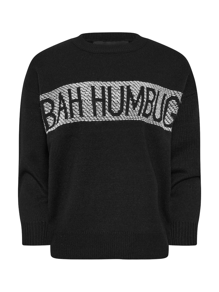 PixieGirl Petite Black Bah Humbug Christmas Jumper - Image 5 of 5