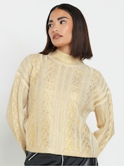 PixieGirl Petite Gold Metallic Cable Jumper - Image 1 of 5