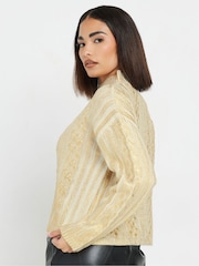 PixieGirl Petite Gold Metallic Cable Jumper - Image 3 of 5