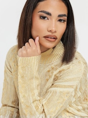 PixieGirl Petite Gold Metallic Cable Jumper - Image 4 of 5