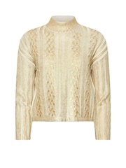 PixieGirl Petite Gold Metallic Cable Jumper - Image 5 of 5