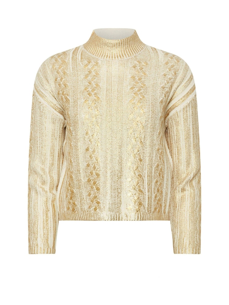 PixieGirl Petite Gold Metallic Cable Jumper - Image 5 of 5