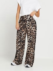 PixieGirl Petite Brown Animal Side Stripe Wide Leg Trousers - Image 2 of 5