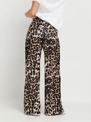 PixieGirl Petite Brown Animal Side Stripe Wide Leg Trousers - Image 3 of 5