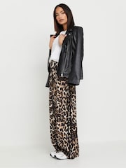 PixieGirl Petite Brown Animal Side Stripe Wide Leg Trousers - Image 4 of 5