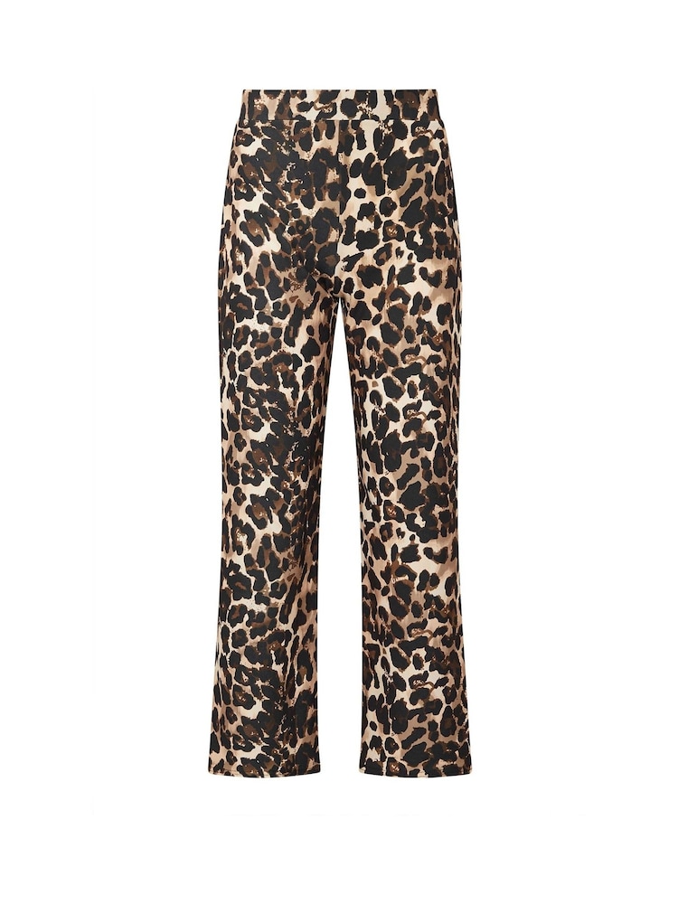PixieGirl Petite Brown Animal Side Stripe Wide Leg Trousers - Image 5 of 5