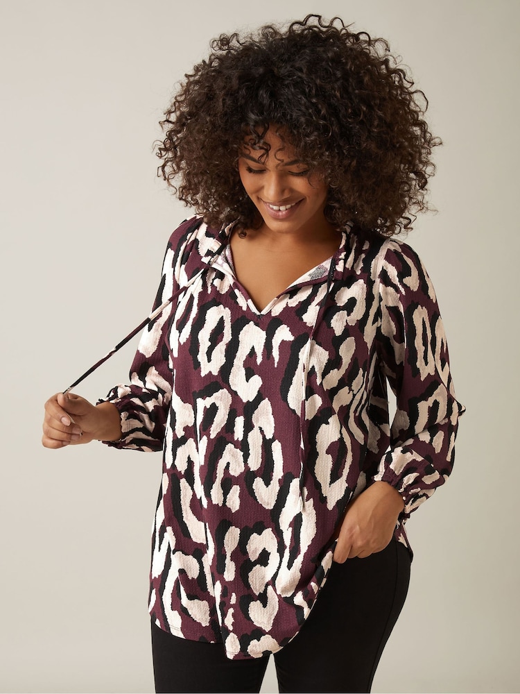 Evans Red Jersey Crepe Boho Top - Image 1 of 5